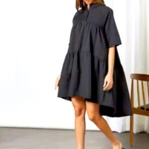 Mango Black Tiered Babydoll Dress